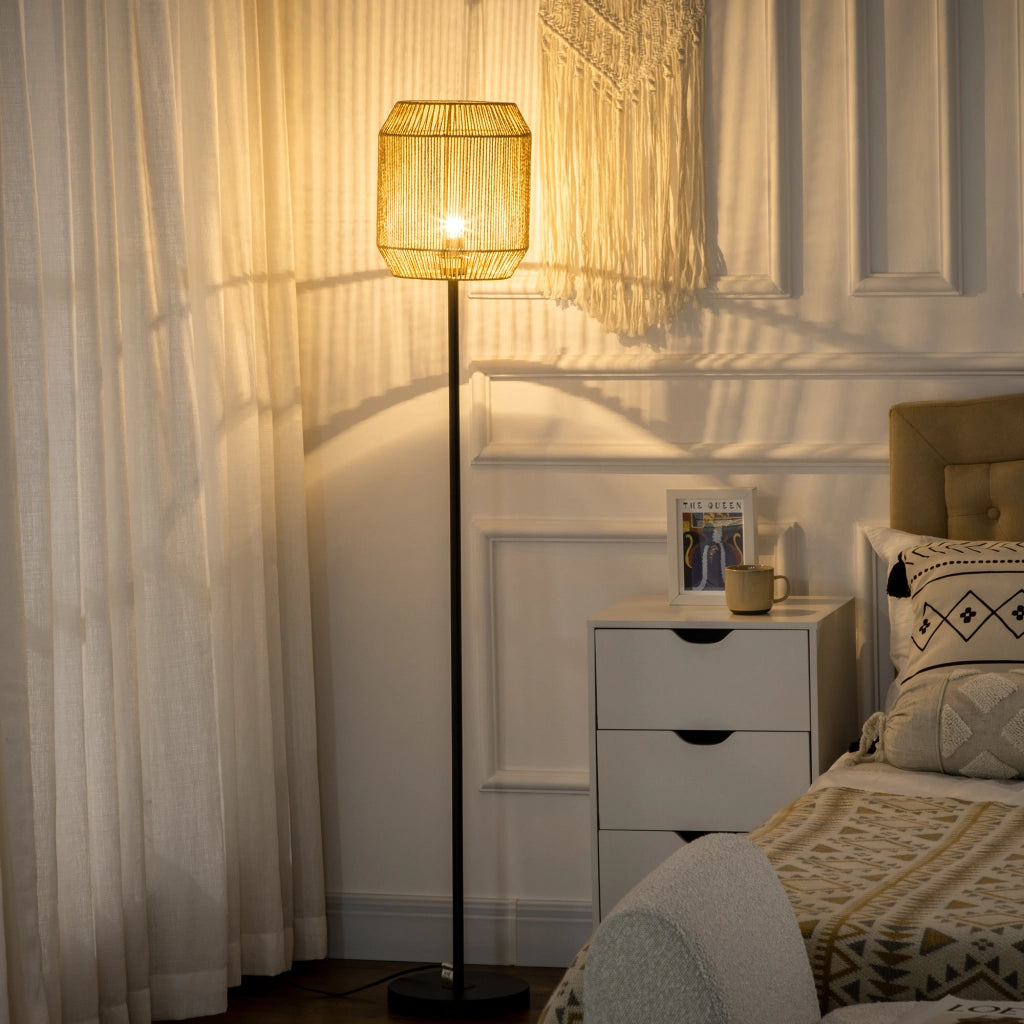 Lampada da terra ¨C Xylo ¨C abat-jour corda carta naturale E27 ?26x164H cm