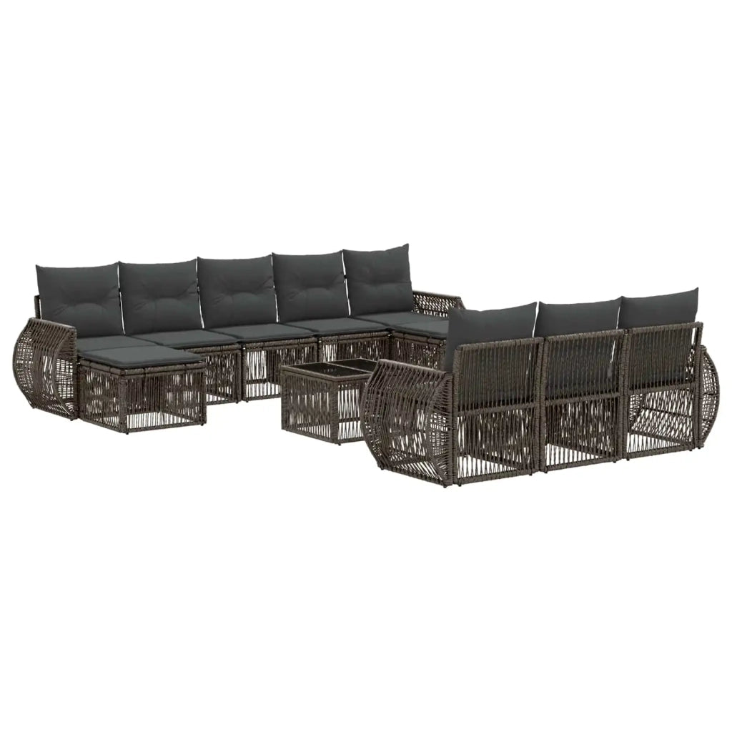 Set Divano da Giardino 11 pcs Grigio e Grigio Scuro polyrattan 3435554