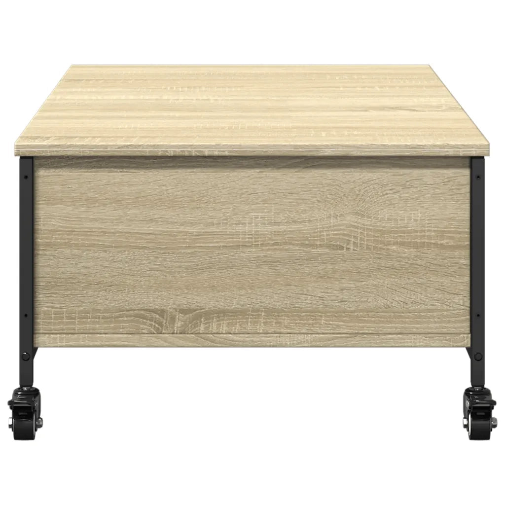 Tavolino con Ruote-Tavolino da soggiorno-Tavolo Rovere Sonoma 91x55x34 cm Legno Multistrato