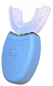Tampone Elettrico per Denti per Adulti - Forma U 360° Pulizia - IPX7 Resistente all'Acqua - Ricaricabile via USB - Blu