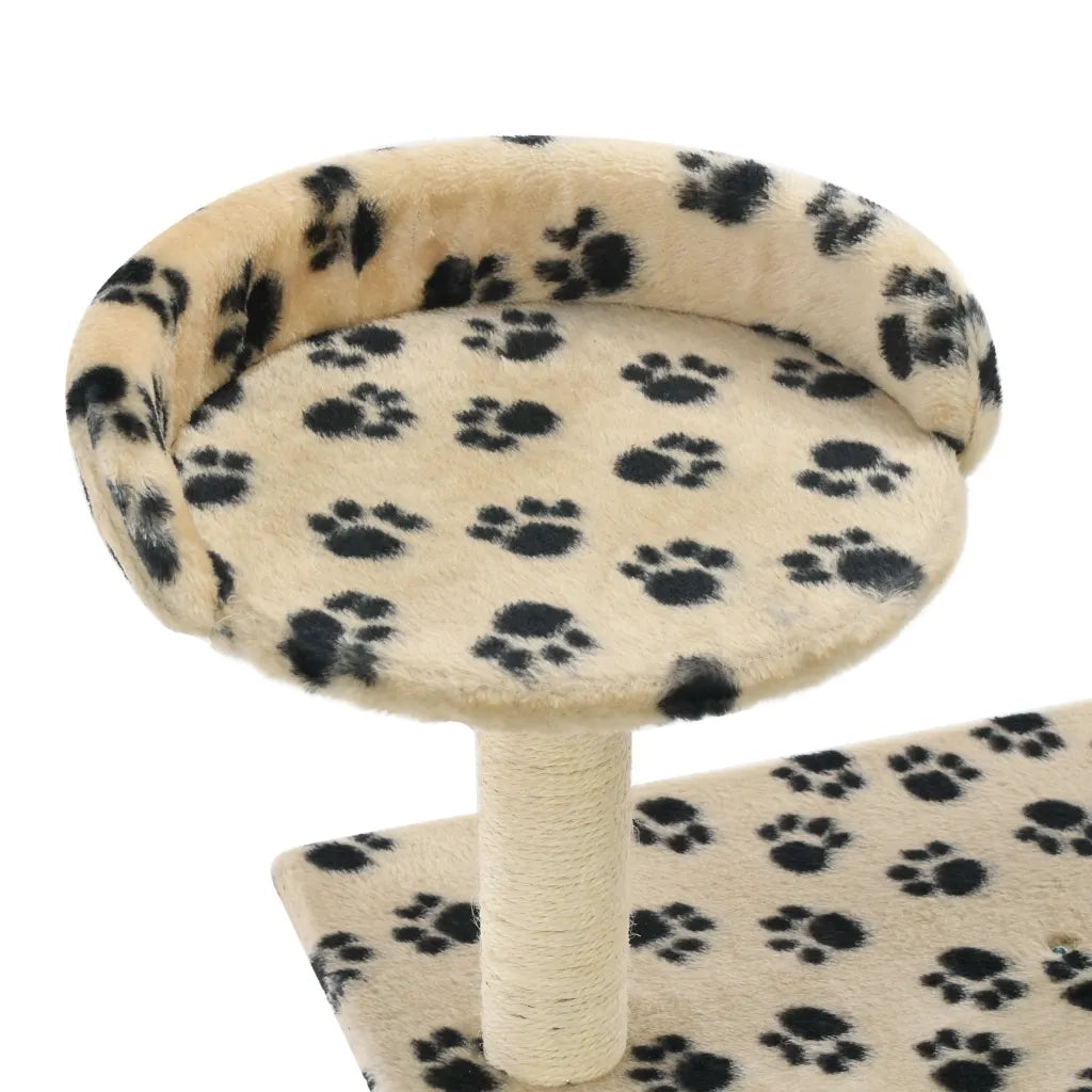 Albero per Gatti e Tiragraffi Sisal 95 cm Zampe Stampate Beige cod mxl 14377