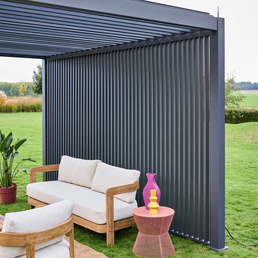 Pergola bioclimatica in alluminio 3x4m + 3 persiane verticali 1,3m ,