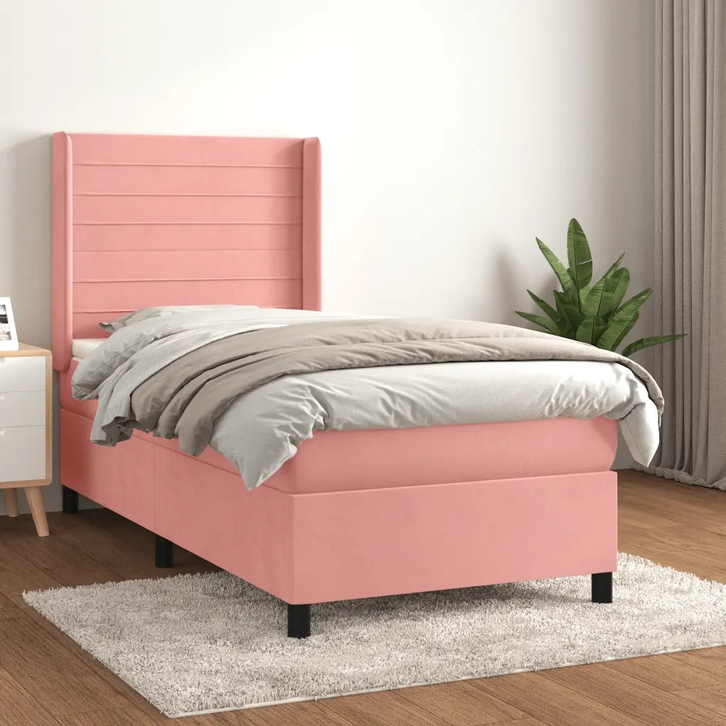 Giroletto a Molle con Materasso Rosa 90x200 cm in Vellutocod mxl 122656