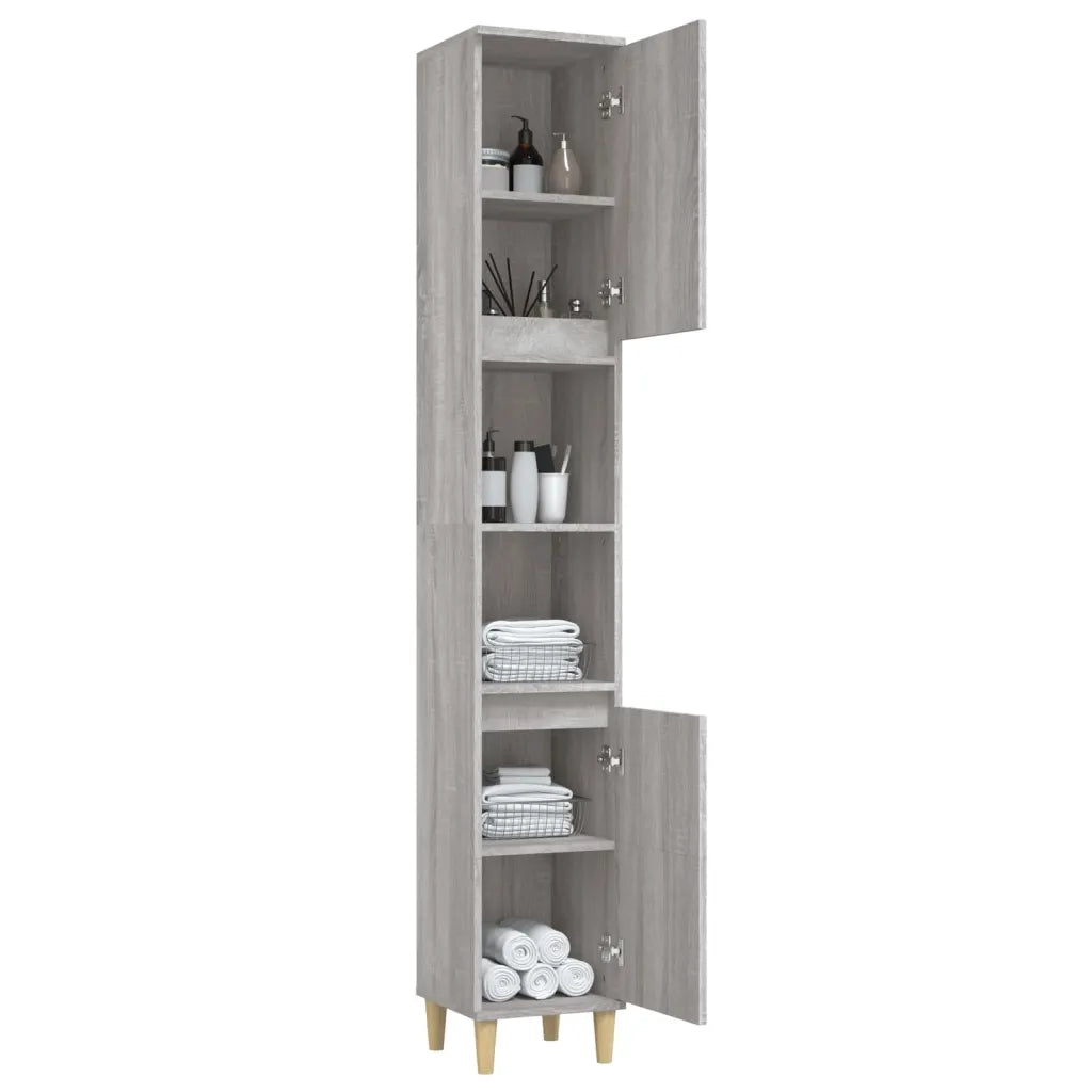 Armadietto Bagno | Armadio da bagno Grigio Sonoma 30x30x190cm in Legno Multistrato