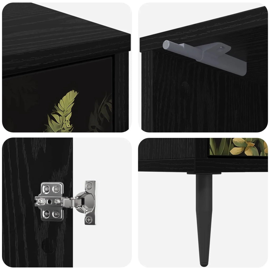 Armadio da Notte RHENEN 2 pz Rovere Nero 36 x 33 x 51 cm 8007230