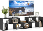 Mobile Porta TV Combinabile con Ripiani Aperti, per TV Fino a 65 Pollici, Mobile TV di Legno per Camera da Letto, Soggiorno, Capacità di Carico Massima 80 kg, 134-180 x 30 x 43 cm (Nero)