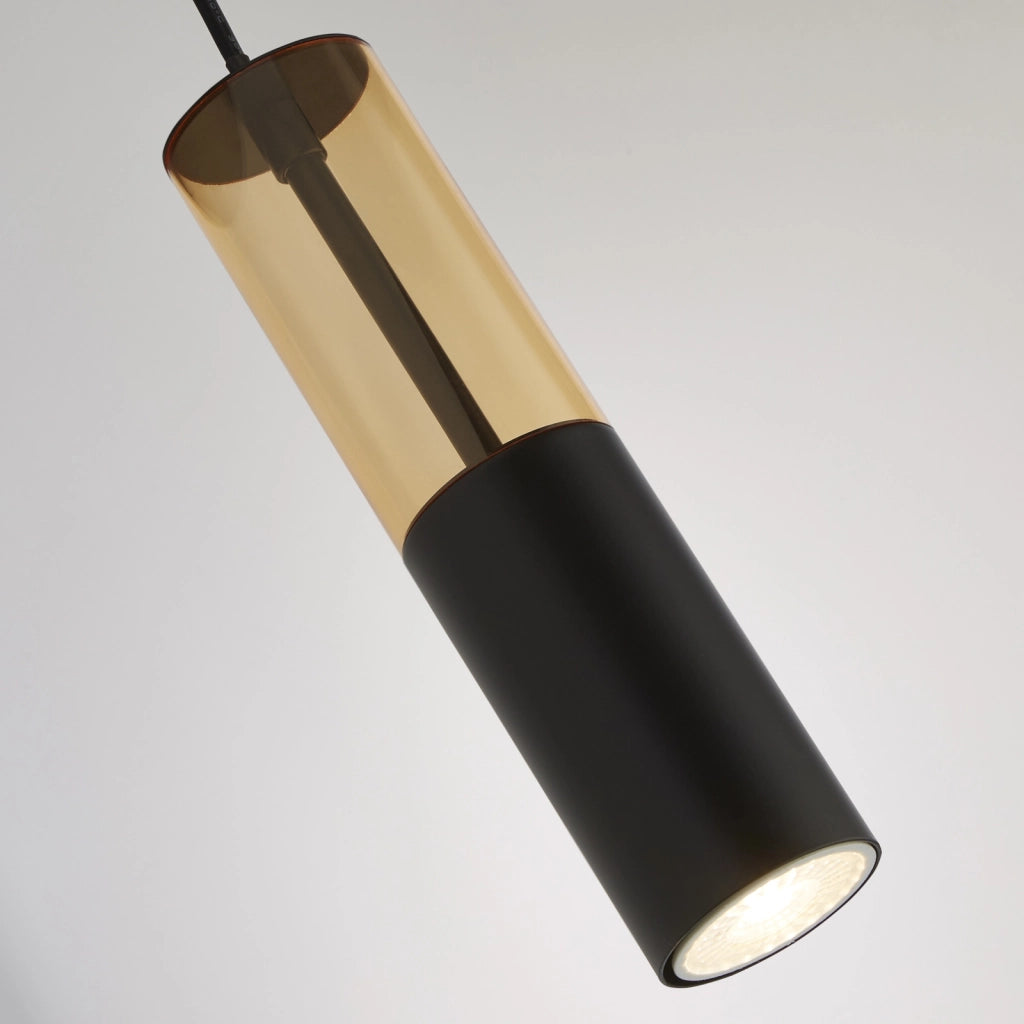 Sospensione Moderna Merrygold Acciaio Nero Ambra 1 Luce Gu10