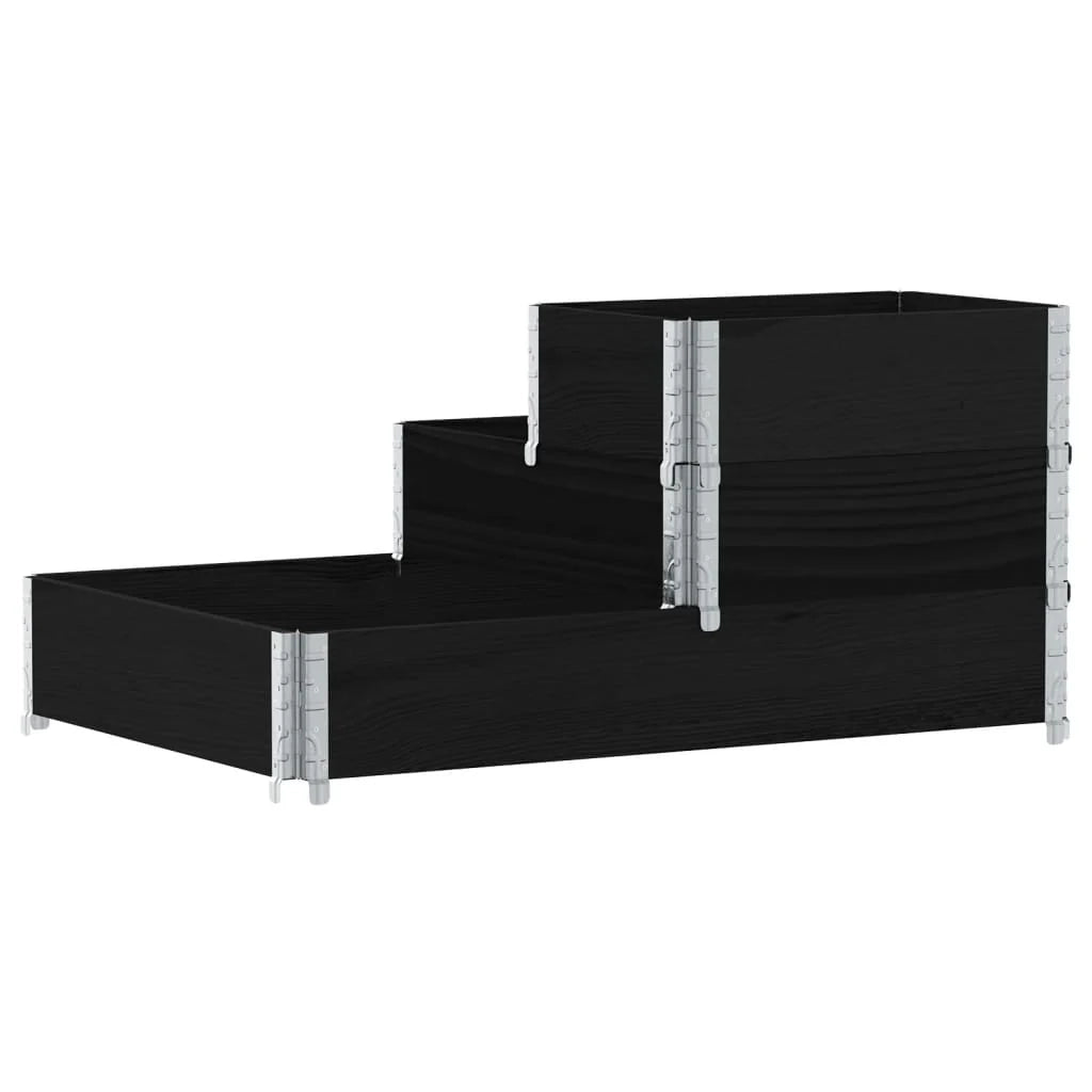 Aiuola rialzata/fioriera per piante fiori patio giardino 3 livelli 120 x 80 cm legno massello di pino nero 02_0039887
