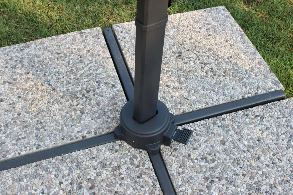 Ombrellone da Giardino Newton Decentrato 3x3 m in Alluminio Nero Telo Grigio