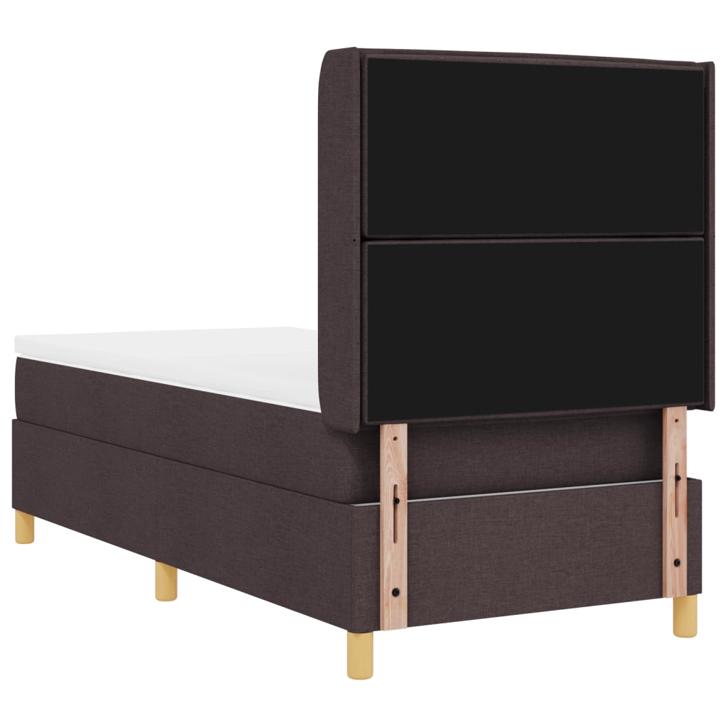 Letto a Box con Materasso Marrone Scuro 90x200 cm Tessuto