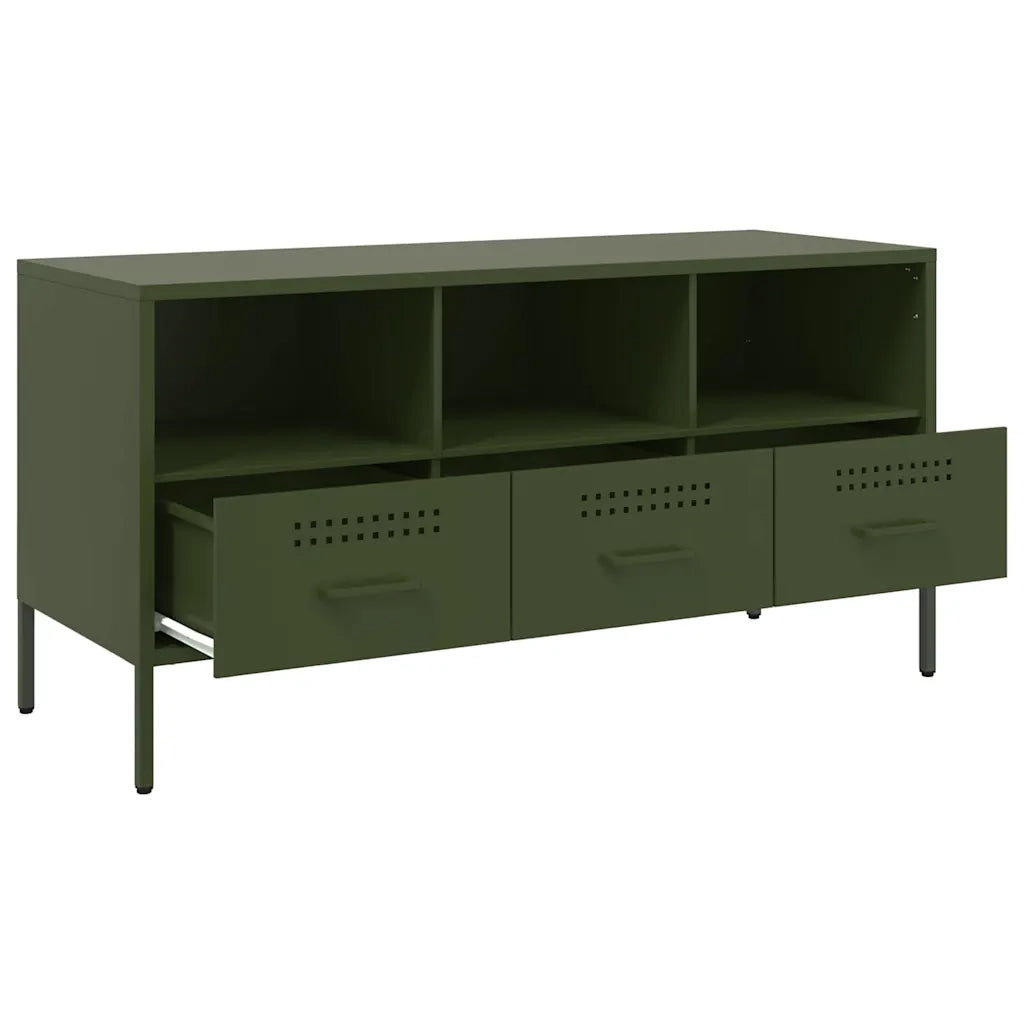 Mobile TV Verde Oliva 100,5x39x50,5 cm in Acciaio 843040