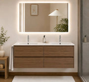 Mobile bagno componibile IBIZA QUATTRO con lavabo e colonna, senza specchio – Frassino Tea