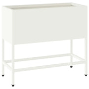 Fioriere | Cassetta per fiori | Vaso da Giardino Rialzato Bianco 60 x 26 x 48 cm Acciaio
