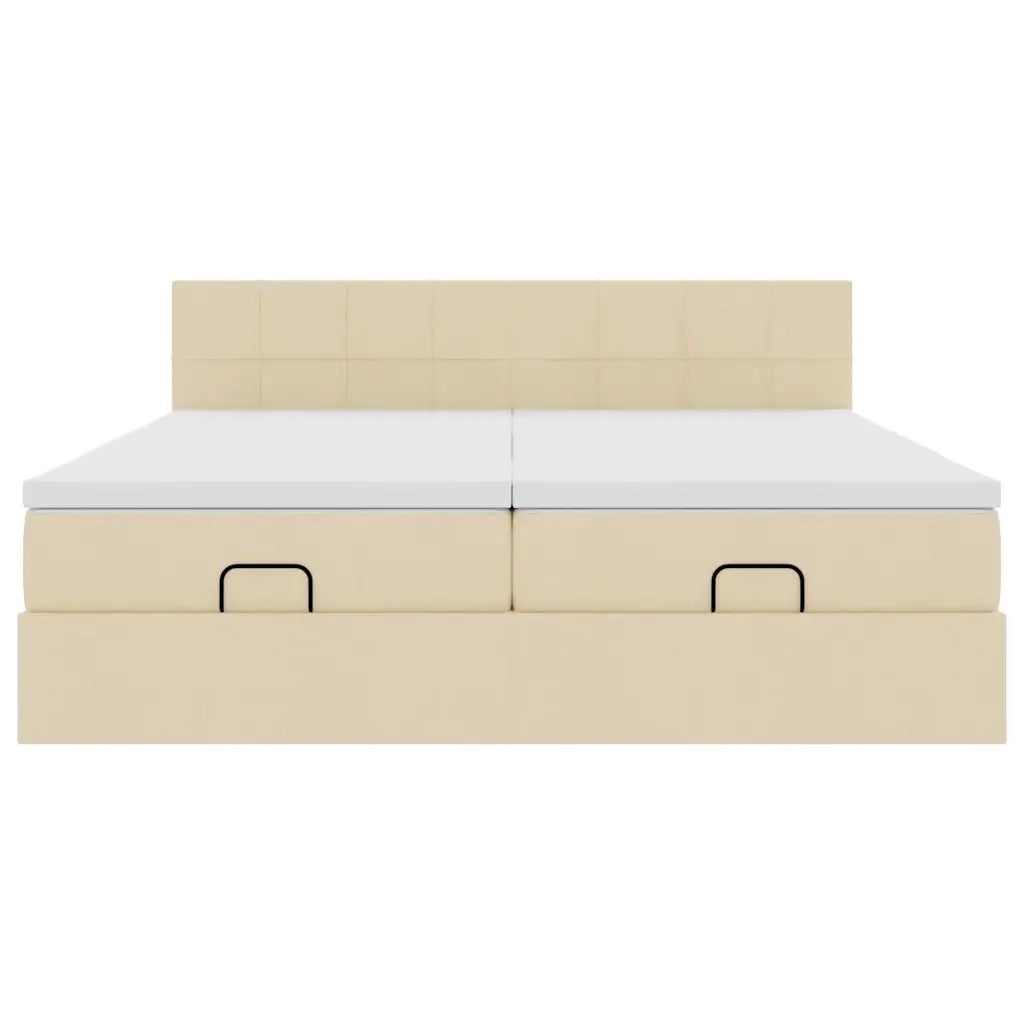 Struttura Letto Pouf con Materassi Crema 160x200 cm in Tessuto 3311992