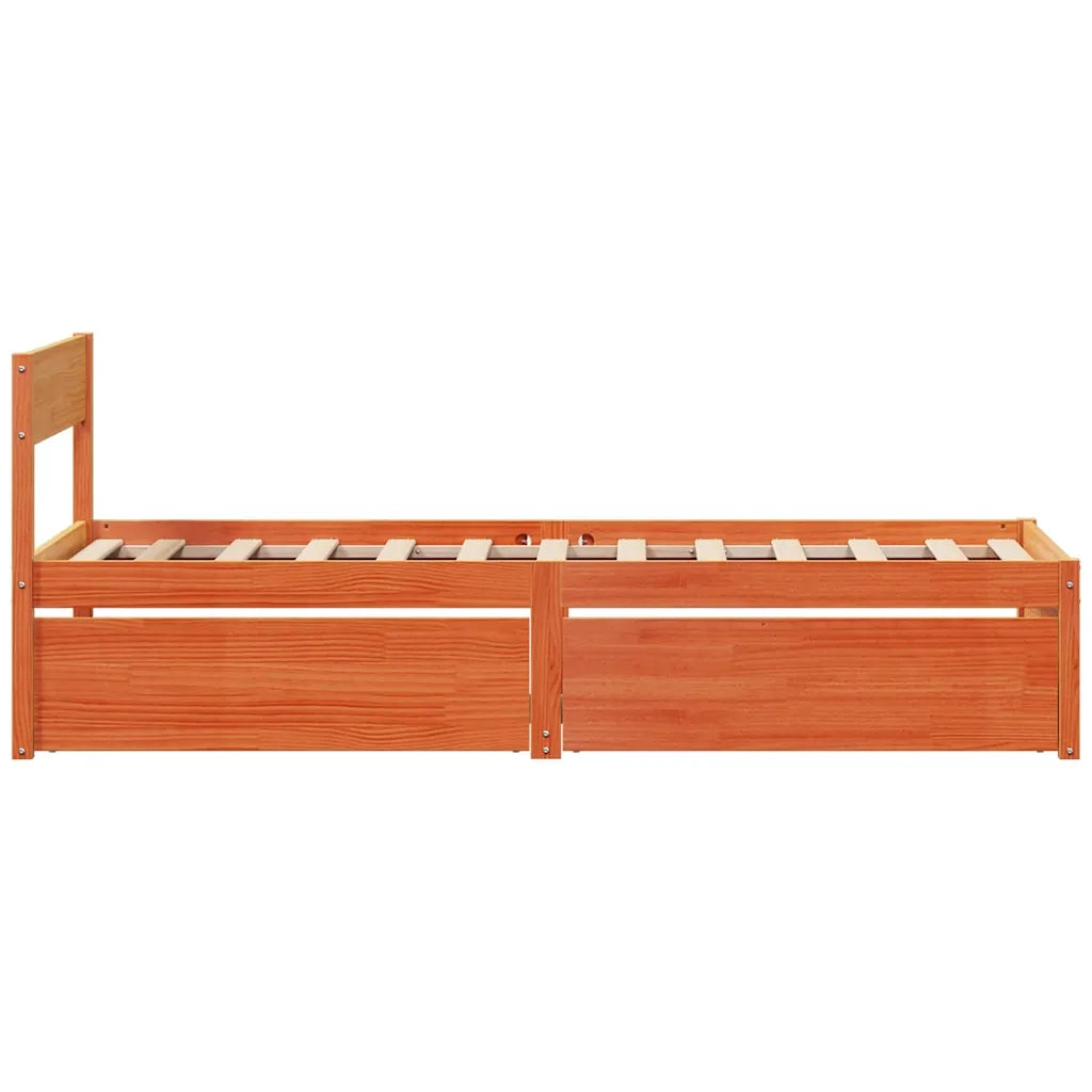 Letto senza Materasso Marrone Cera 75x190 cm in Legno di Pino 846809