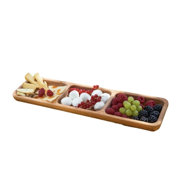 Vassoio Antipastiera in Legno con 3 Scomparti 46 x 12 x 3 cm