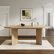 Tavolo da pranzo 200x90x75 cm per 6-8 persone con angoli arrotondati in MDF rovere
