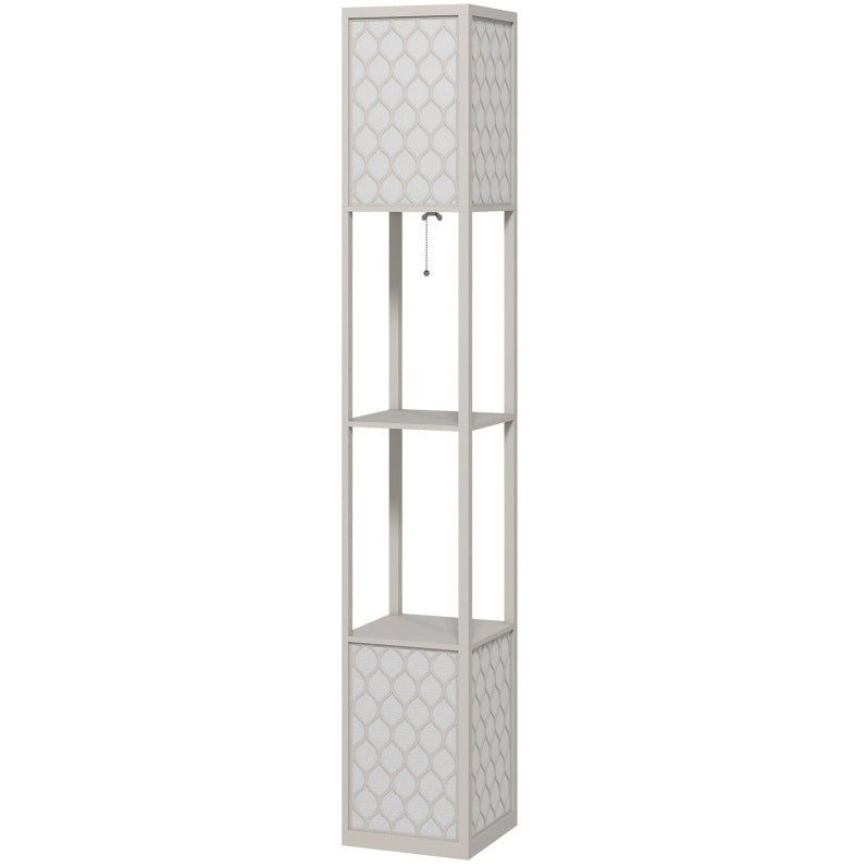 Lampada da terra ULEVR 26x26x156 cm con 2 ripiani e interruttore a catenella, grigio chiaro