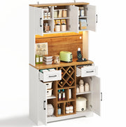 Mobile alto da cucina 105 x 40 x 180 cm in MDF bicolore con LED
