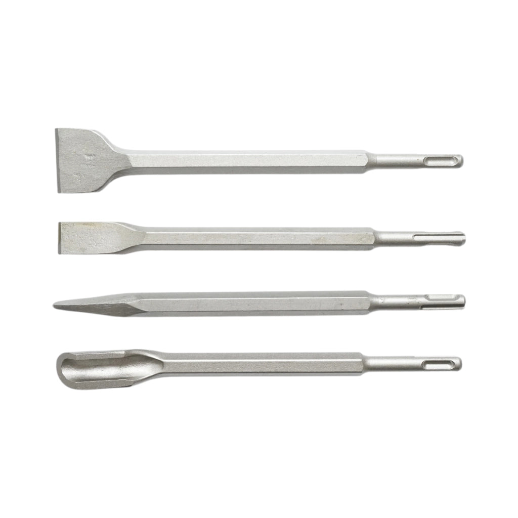 Set di 4 scalpelli per calcestruzzo SDS Plus 14x250mm, piatti, affilati e scanalati Breckner Germany