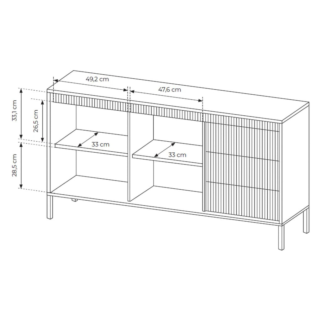 Madia Hatomo, Credenza 3 Cassetti, 154x40x81h cm Beige