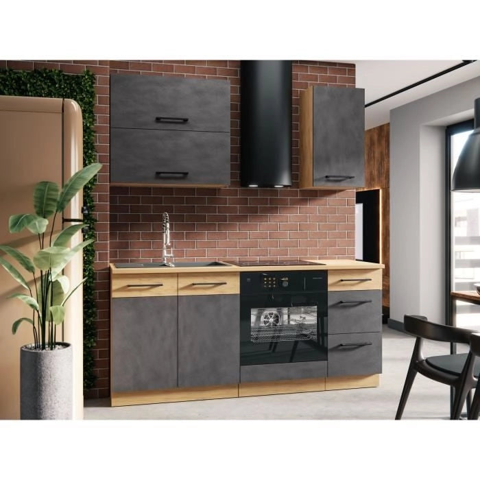 Base ROCK - Melaminico decoro rovere lancillotto e grigio matera - 1 anta - L40 x H82 cm