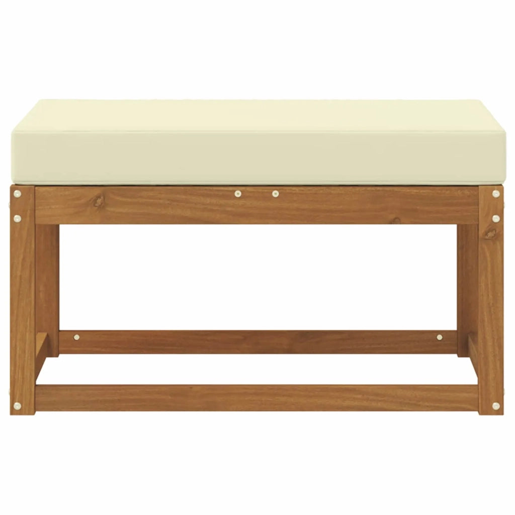 Sedia da giardino-Panca da esterno con cuscino Naturale e Crema 79 x 43 x 37 cm