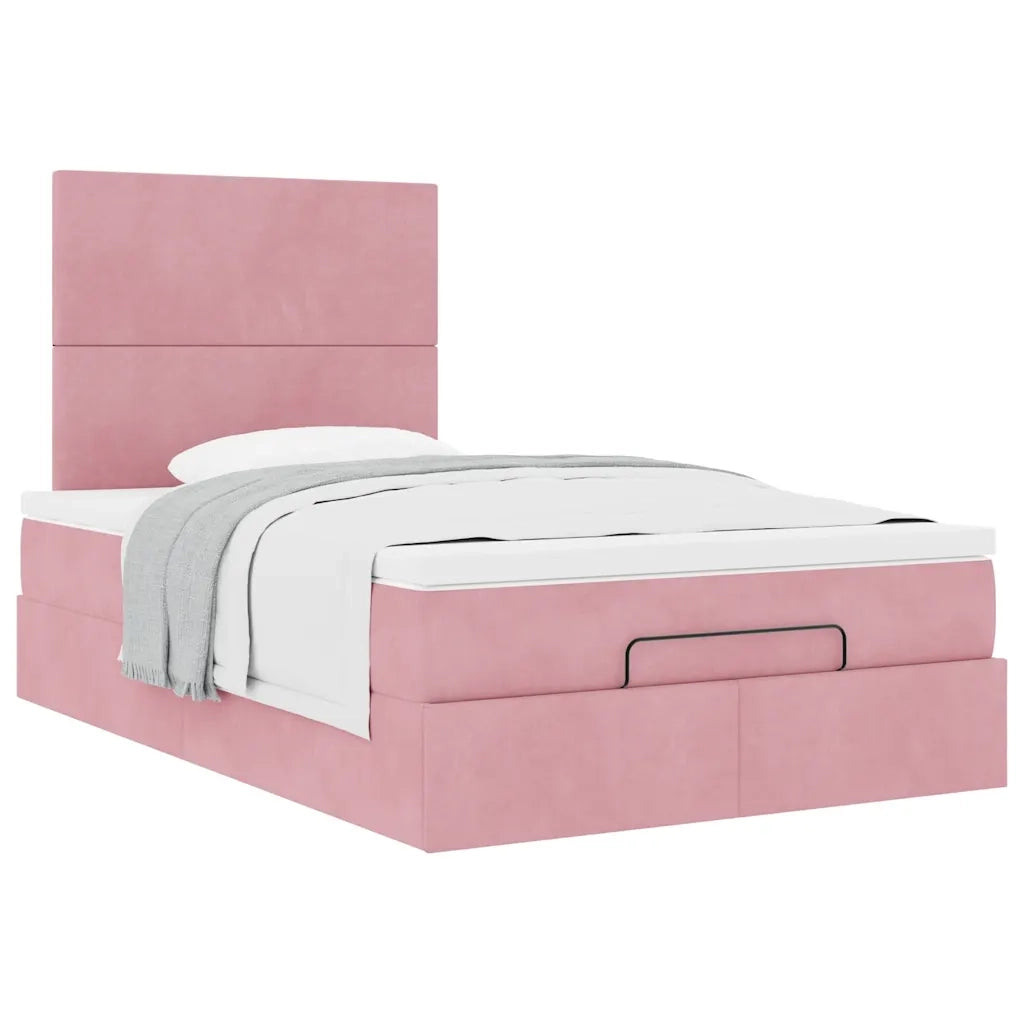 Struttura Letto Pouf con Materassi Rosa 120x190 cm Velluto 3313390