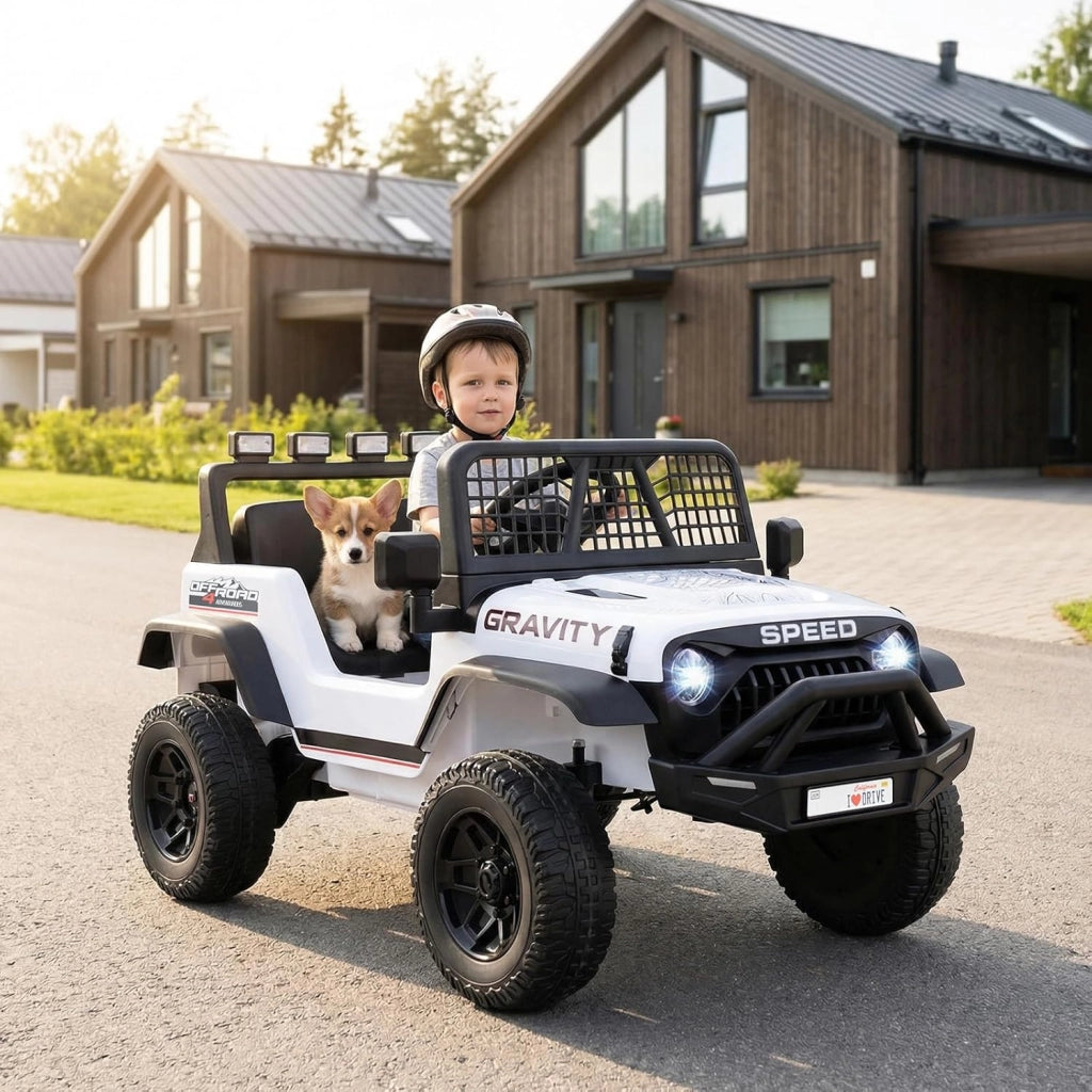 24V Macchina Eletrrica per Bambini, Auto Elettrica con Telecomando Genitori, Musica, Clacson, Fari LED e Sospensioni a Molla, 1,6-4,1 km/h, 3 Anni+ (Bianco)