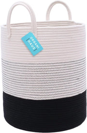 Cestino per Bambino con Maniglia, Cestino a Maglia per Bambino con Maniglia, Cestino per Bambino con Opzione di Magazzino, Dimensioni 38x45cm, Bianco e Nero