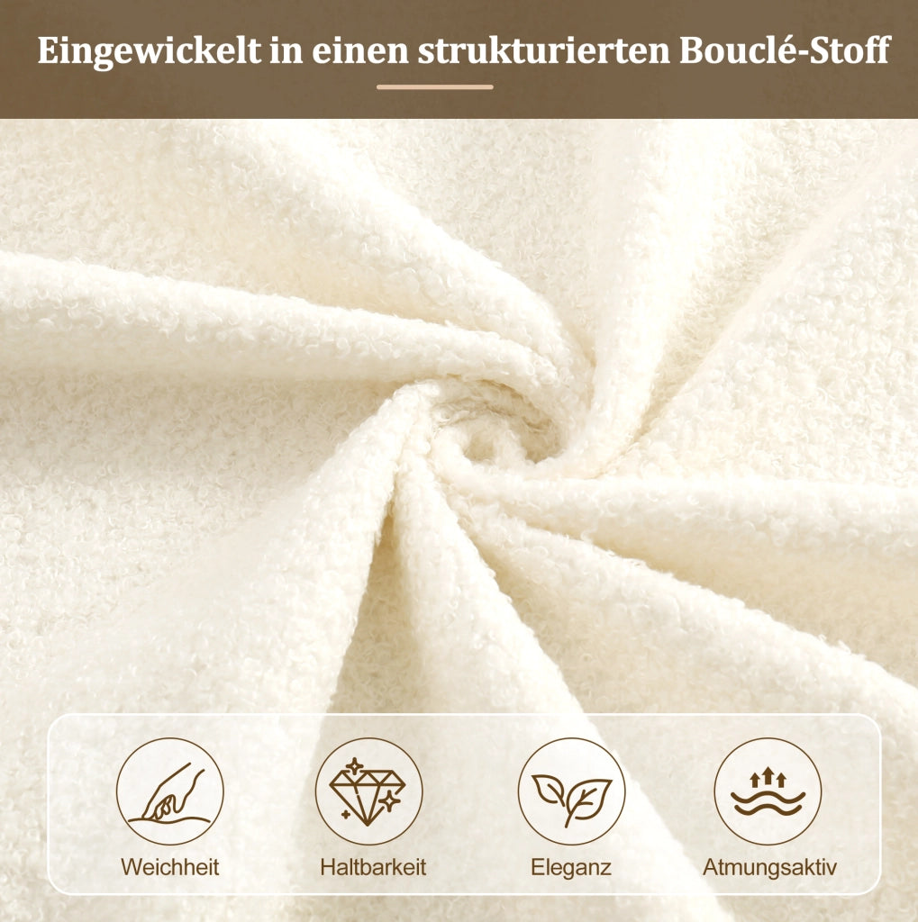 Letto imbottito per bambini con vano contenitore idraulico e rete; bouclé beige
