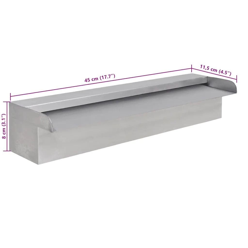 Fontana a Cascata per Giardino Rettangolare Acciaio Inox 45 cm 41666