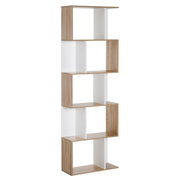 Libreria a 5 Ripiani in Legno ¨C zephmum ¨C Bianco e Legno 60x24x184.5 cm