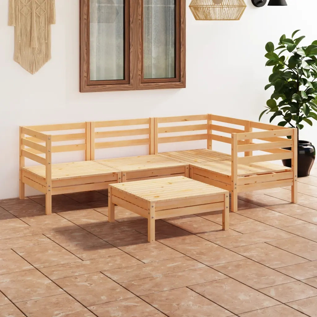 Set Divani da Giardino 5 pz in Legno Massello di Pino cod mxl 52662