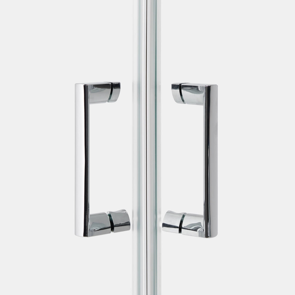 Box Doccia Vetro Temperato Argento Cornice Alluminio Doppia Porta 80x80x185cm