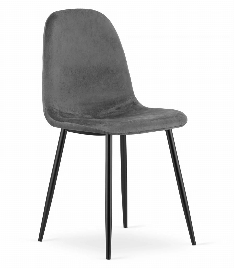 Sedia Valora COMO in velluto grigio scuro, design ergonomico x4