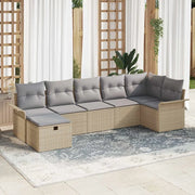 Set Divano da Giardino con cuscino 7 pcs Beige Poly Rattan 3360231