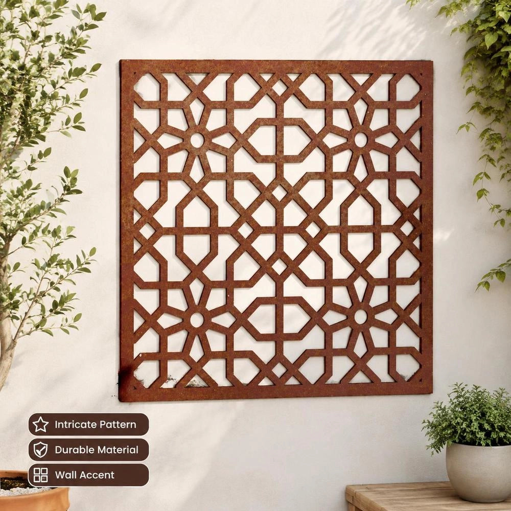Garden Wall Decoration 55x55 Cm Corten Steel Moorish Design