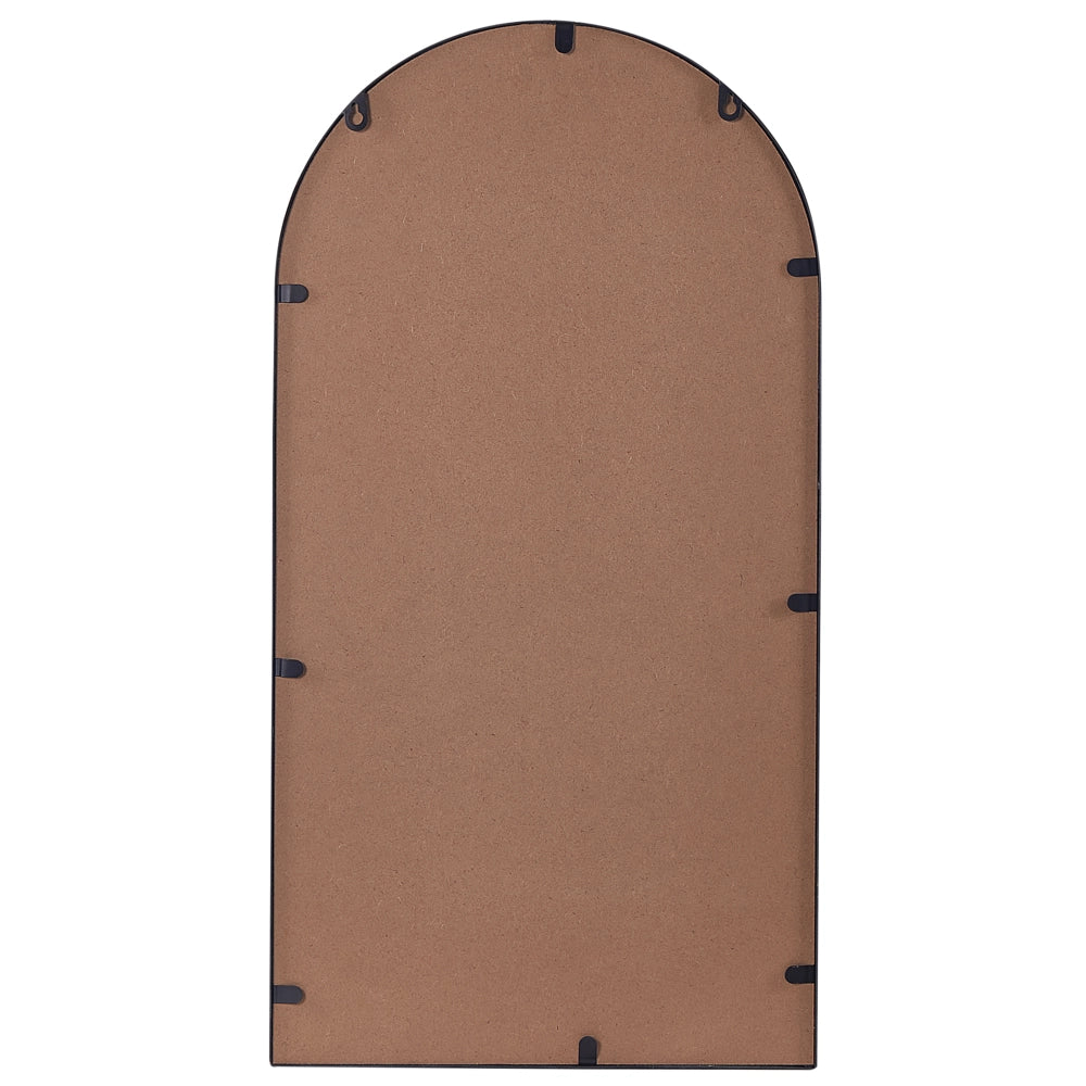 Specchio da parete con mensola cornice in metallo nero-rame 40 x 67 cm forma ovale appeso design moderno