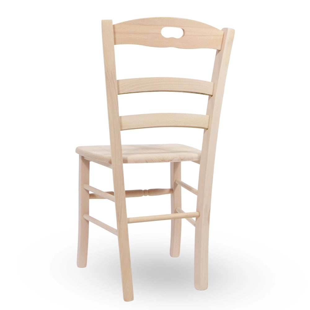 Sedia da sala da pranzo Loris in legno grezzo da dipingere con seduta massello