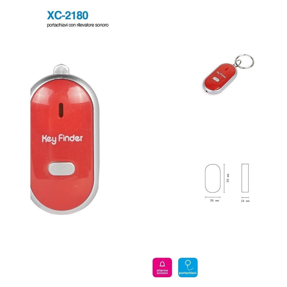 Trade Shop - Portachiavi Con Rilevatore Sonoro Allarme Indicatore Led Trova Chiavi Casa Xc2180 -