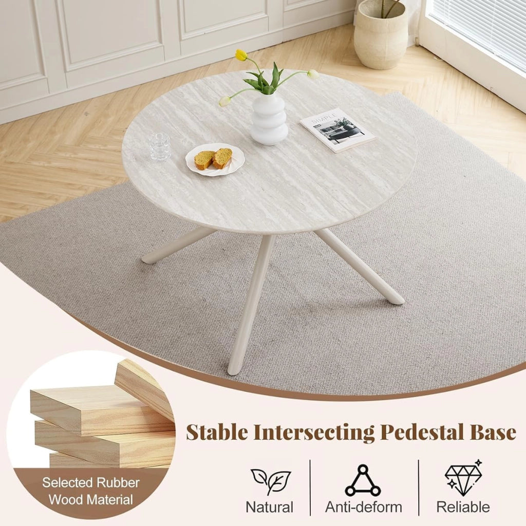 GrandCA HOME Tavolo da Pranzo Rotondo Moderno da Cucina da 115 CM, Piano in MDF con Gambe a Croce in Metallo Stabili, Adatto Per Sale da Pranzo,Appartamenti（Grigio）