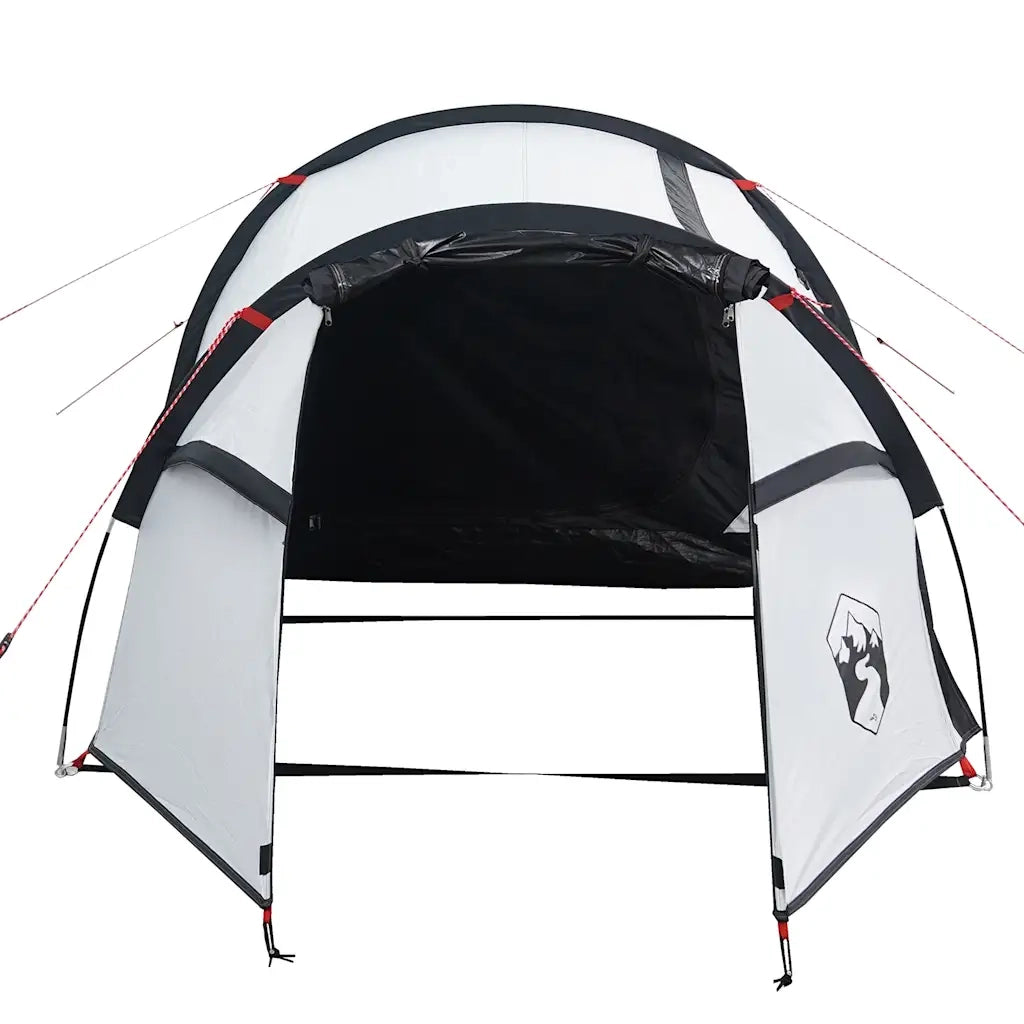 Tenda Campeggio a Tunnel 2 Persone Bianca Tessuto Impermeabile 94389