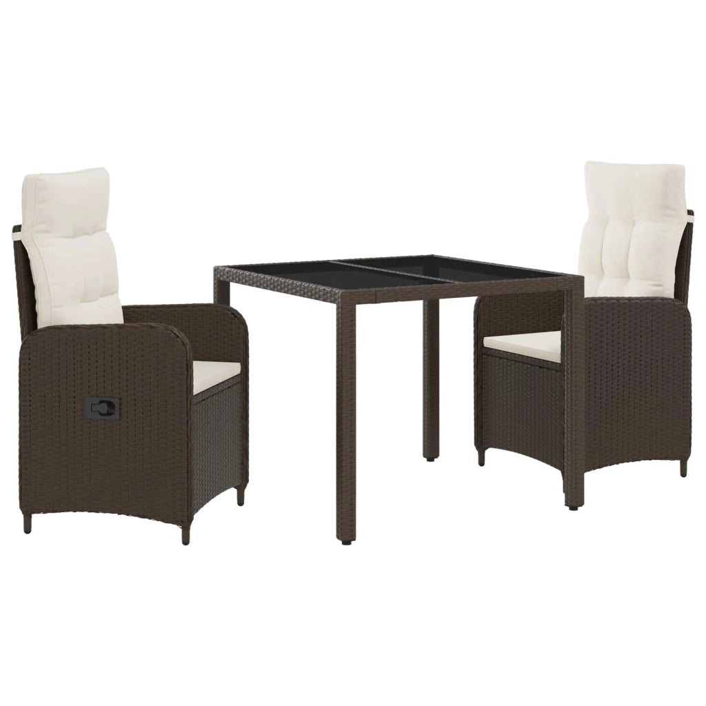 Set da pranzo per esterni 3 pcs Marrone e Bianco Crema
