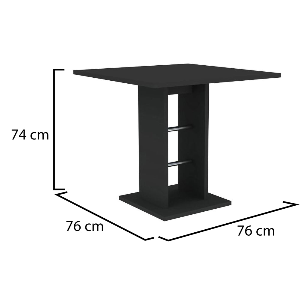 Livala, Tavolo Fisso 4 Posti, 76x76x74h cm Nero Antracite