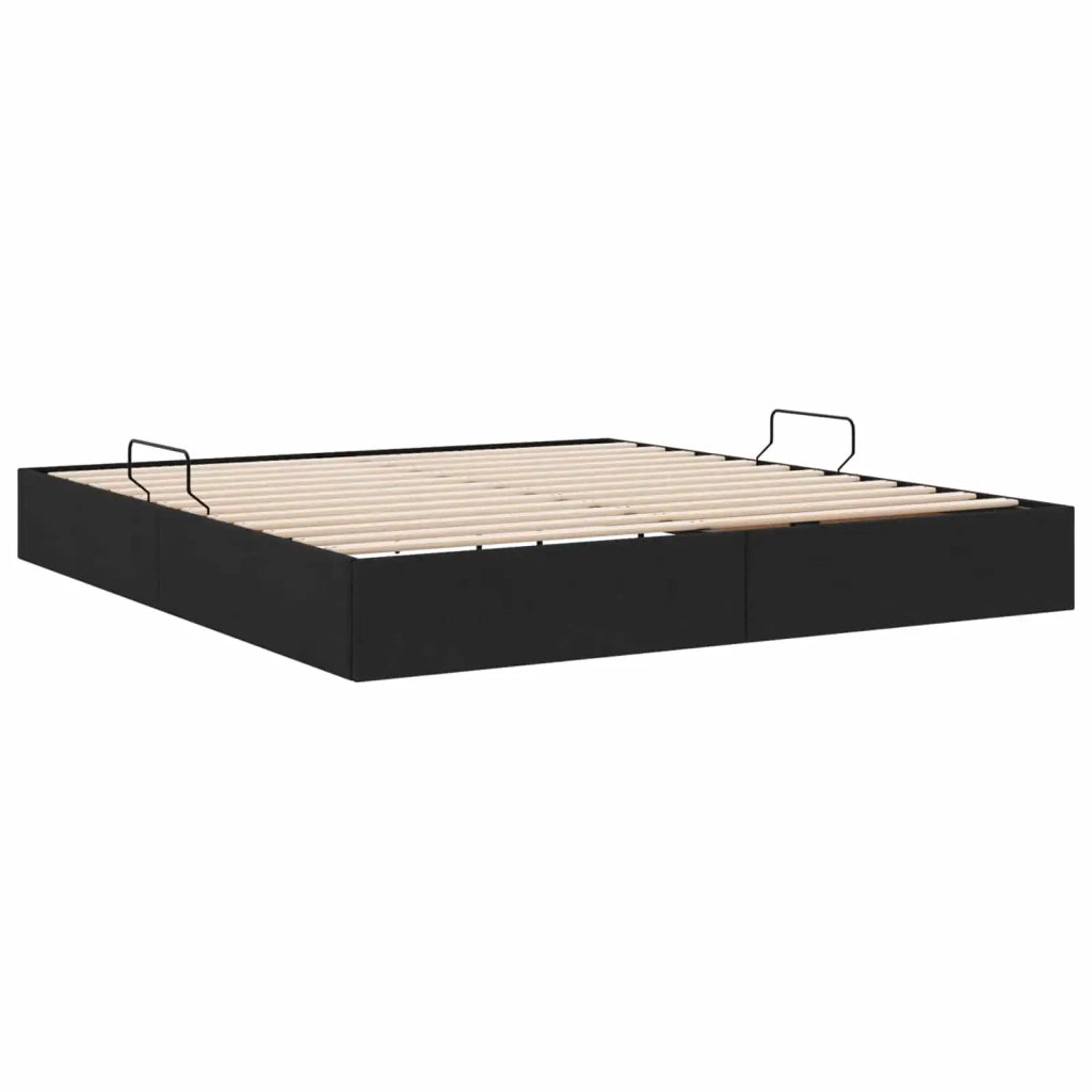 Letto ottomano con archiviazione Nero 160 x 200 cm Tessuto 3442834