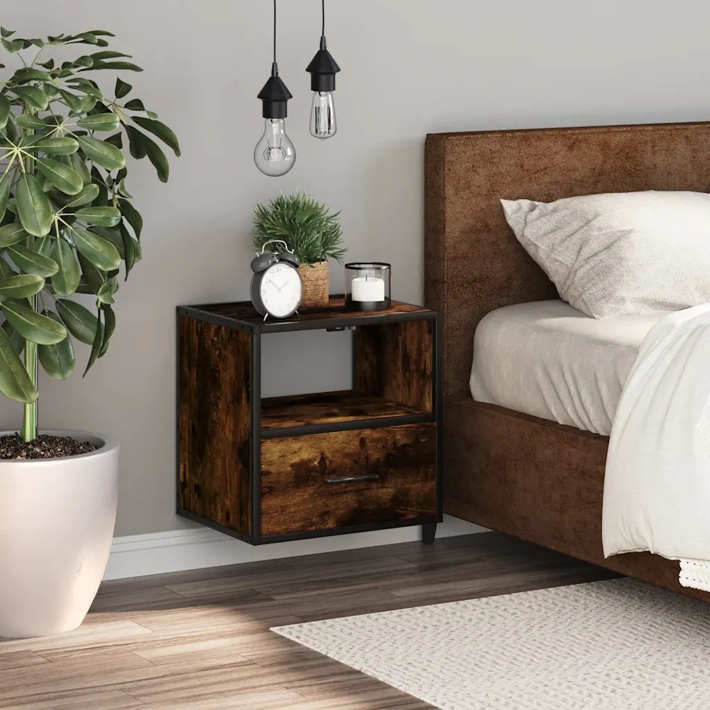 Comodino a Muro Rovere Fumo 40x31x39,5 cm