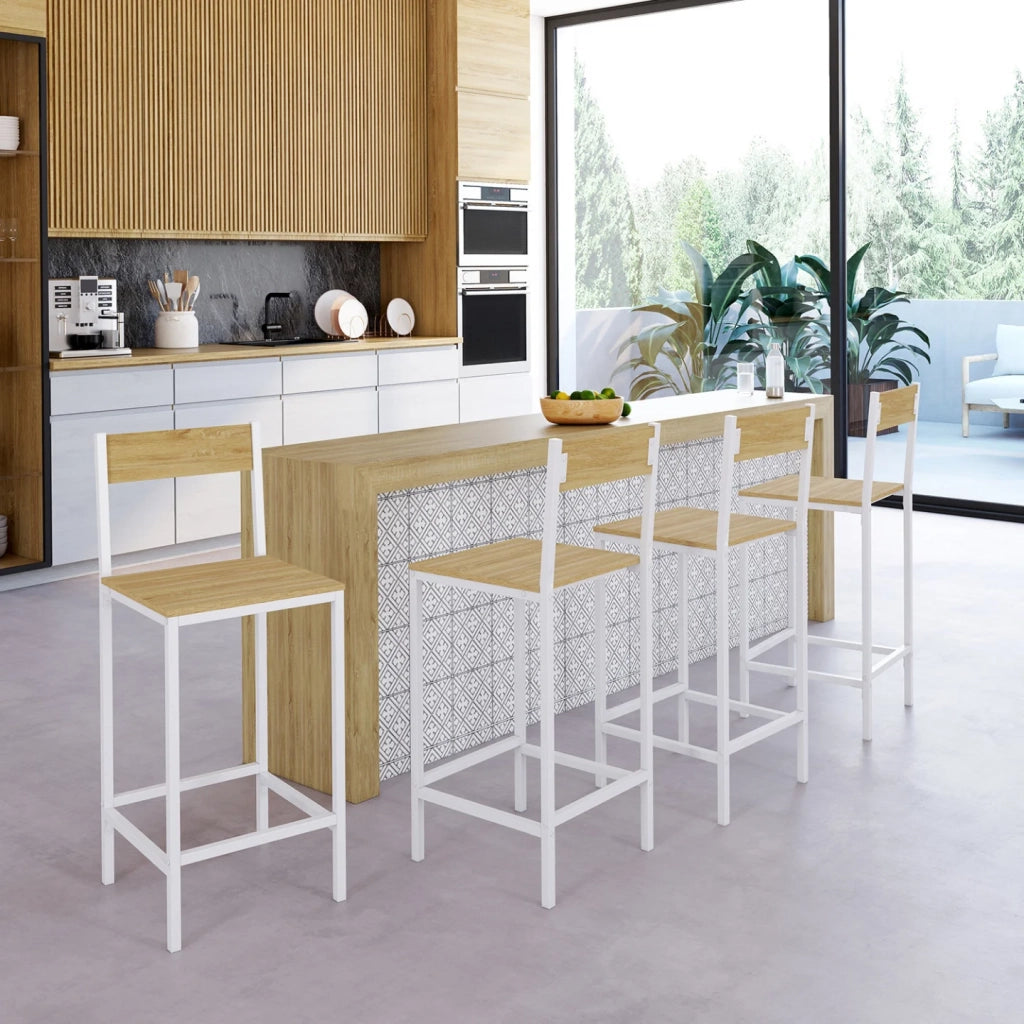 IDMarket - Set di 4 sgabelli da bar DETROIT con schienale sedia da cucina di design industriale