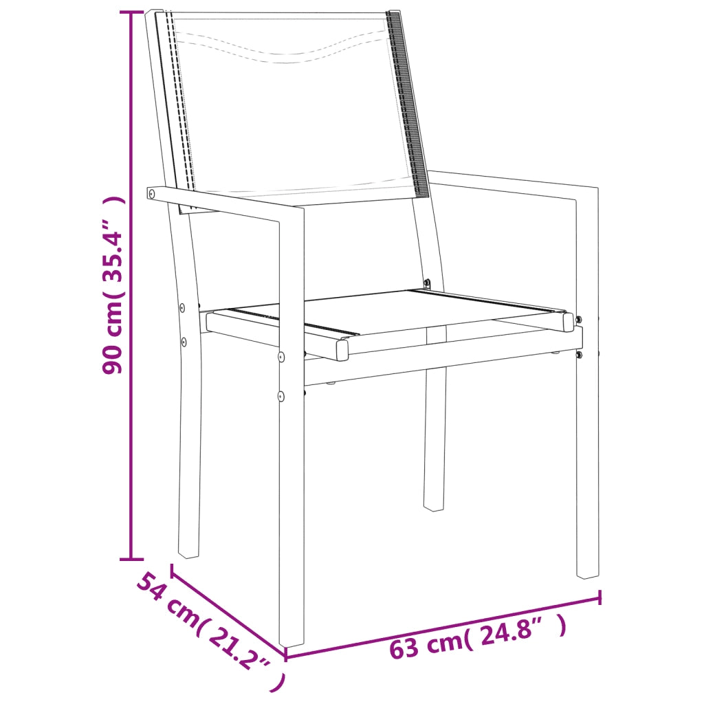 Set da Pranzo da Giardino 5 pz Nero in Acciaio e Textilene 3200730