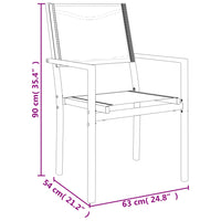 Set da Pranzo da Giardino 5 pz Nero in Acciaio e Textilene 3200730